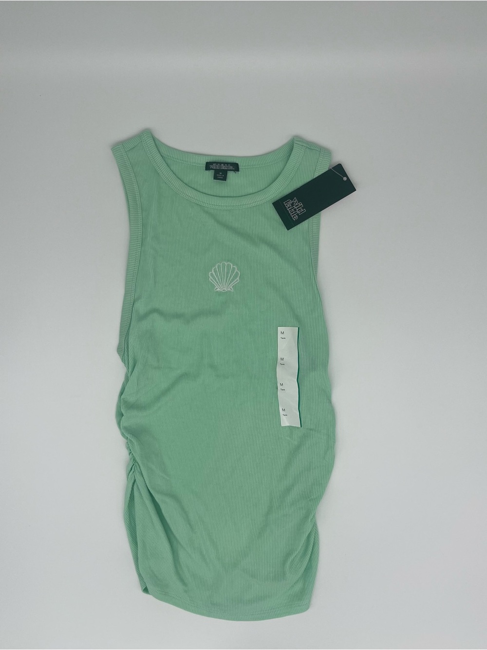 wild fable Mint Ribbed Shell-Embroidered Tank Top
